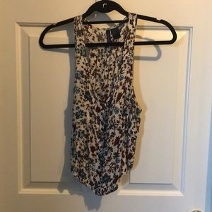 Floral button up tank top